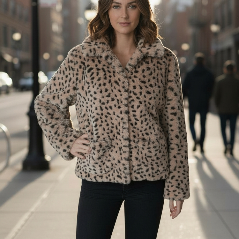 veste fausse fourrure léopard h&m divided – taille m