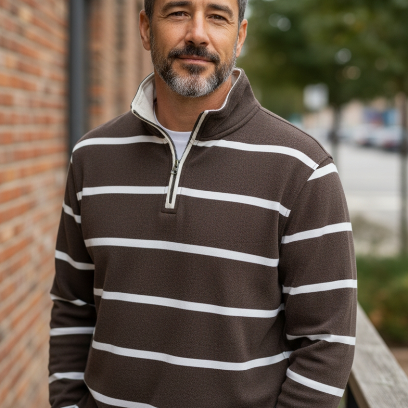 pull zippé rayé – armand thiery / at company – taille m